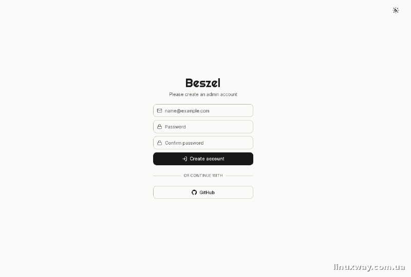 Перший запуск Beszel - створення адмін-акаунта