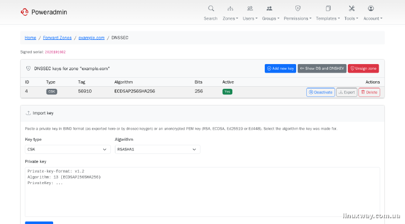 Poweradmin - DNSSEC